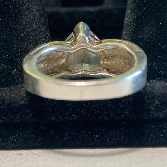 Ring Heart CZ Cubic Zirconia Size 4 Faceted Vintage Jewelry Sterling Silver Stam - Picture 7 of 16
